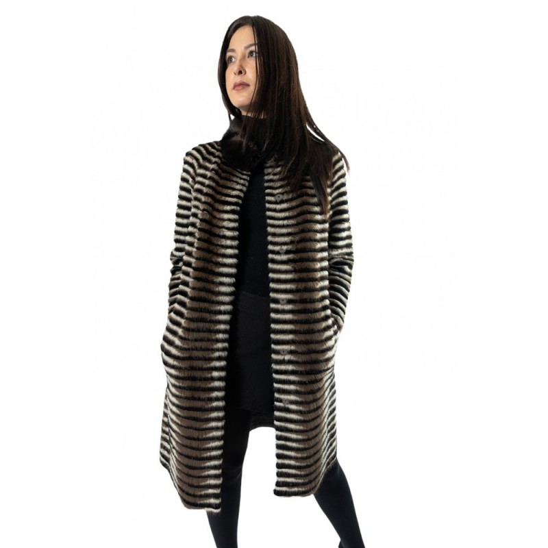 EMILY ΓΥΝΑΙΚΕΙΑ ΓΟΥΝΑ MINK REX ΜΠΕΖ-ΜΑΥΡΟ