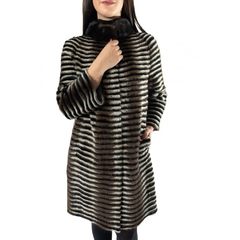 EMILY ΓΥΝΑΙΚΕΙΑ ΓΟΥΝΑ MINK REX ΜΠΕΖ-ΜΑΥΡΟ