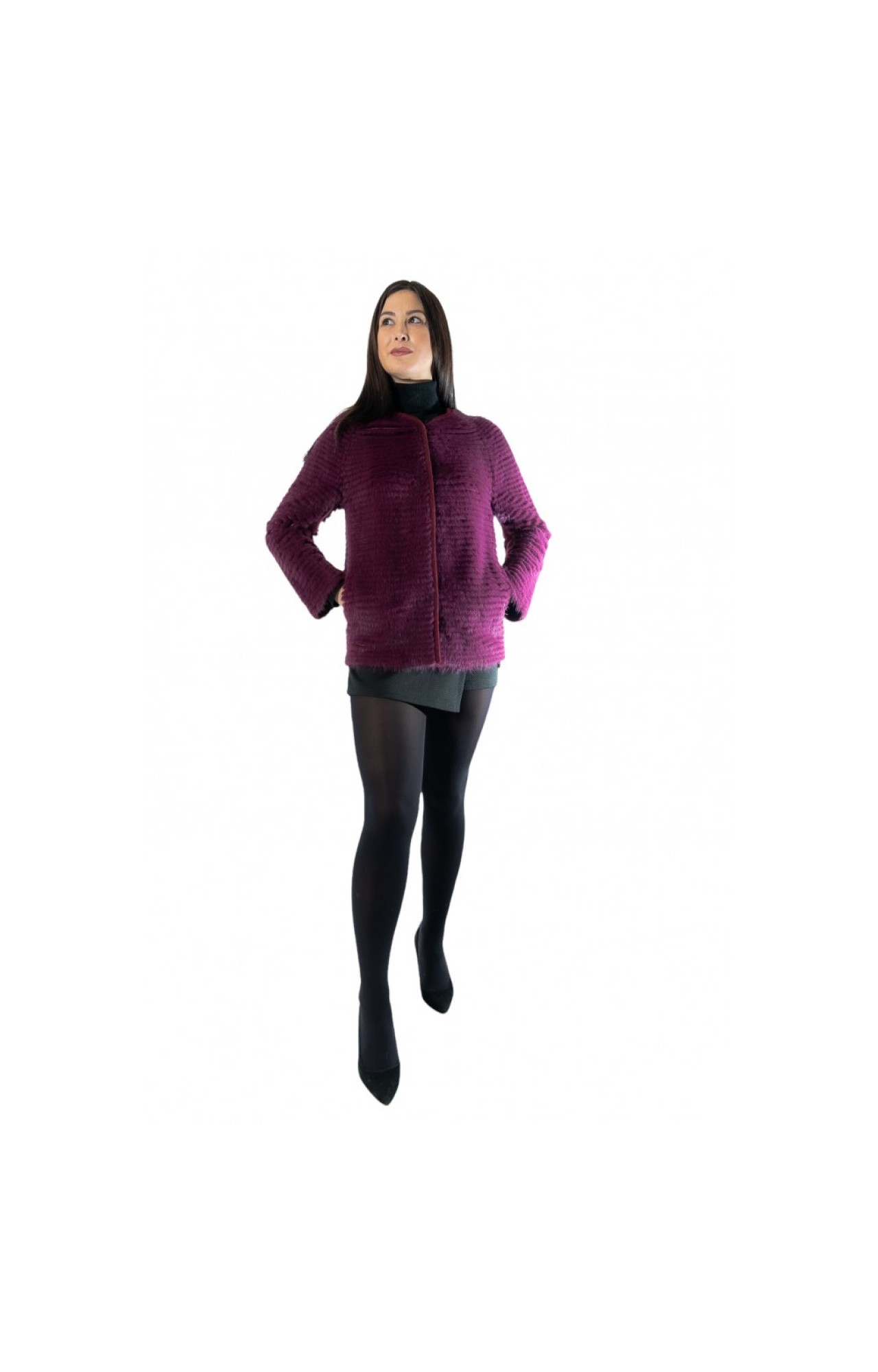 MILOS WOMENS JACKET NATURAL FUR MINK PURLE