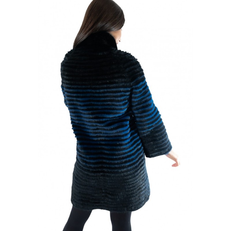 PAROS ΓΥΝΑΙΚΕΙΑ ΓΟΥΝΑ ΑΠΟ ΒΙΖΟΝ MINK REX ΔΙΠΛΗΣ ΟΨΗΣ ΜΠΛΕ