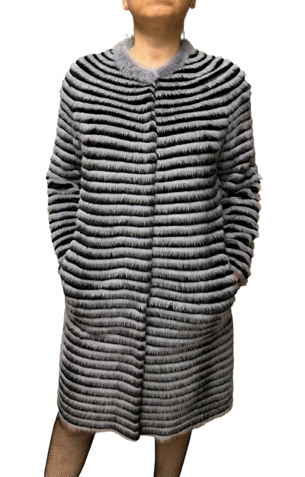 MAY WOMENS GREY MINK-REX FUR