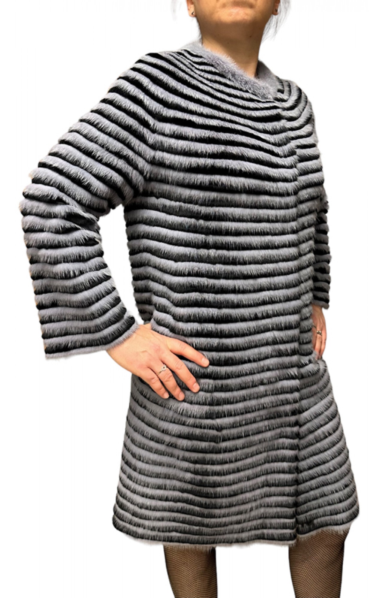 MAY WOMENS GREY MINK-REX FUR