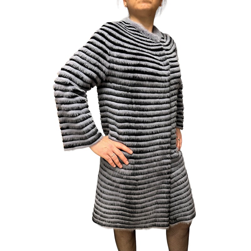 MAY WOMENS GREY MINK-REX FUR