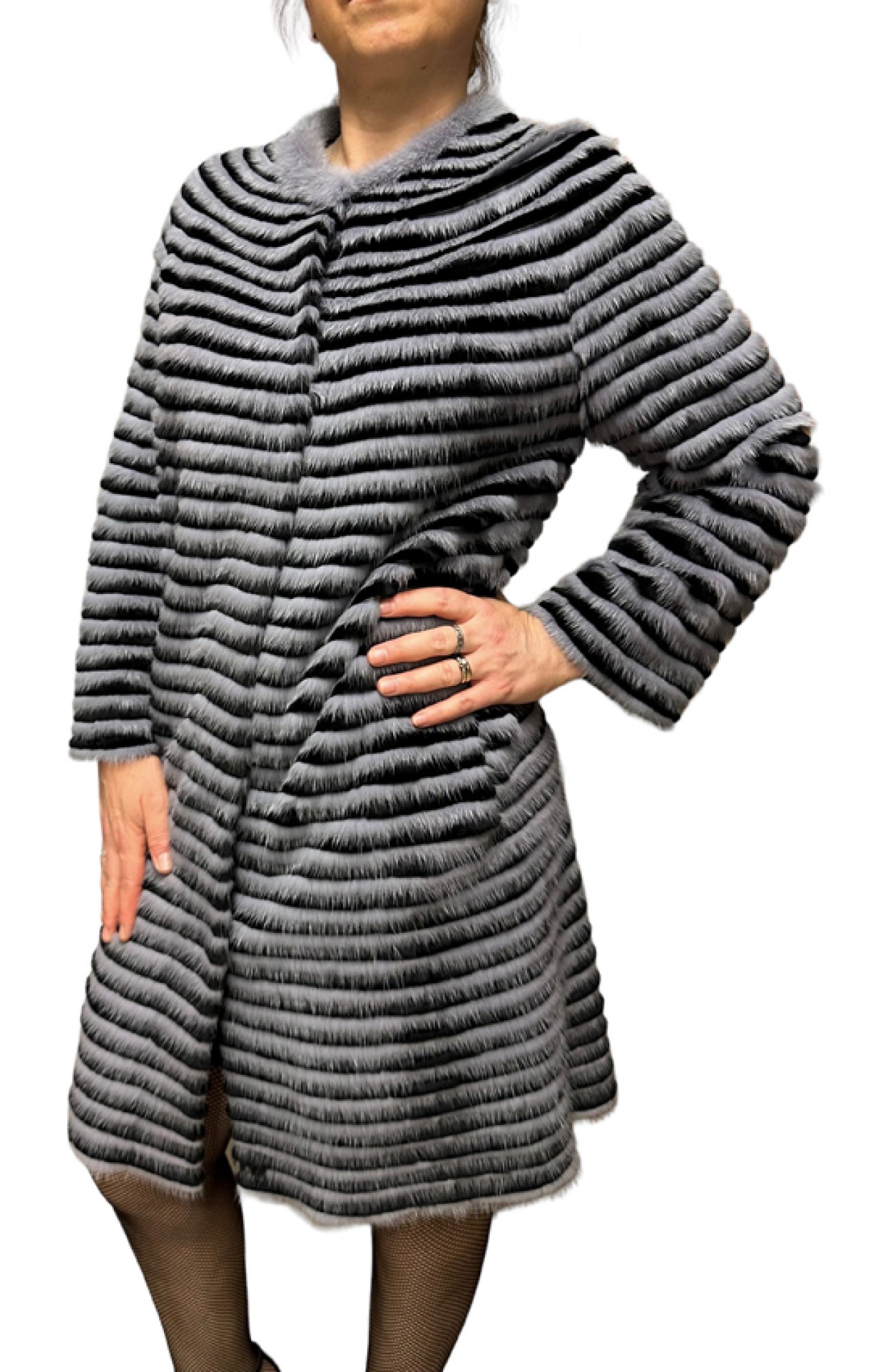 MAY WOMENS GREY MINK-REX FUR
