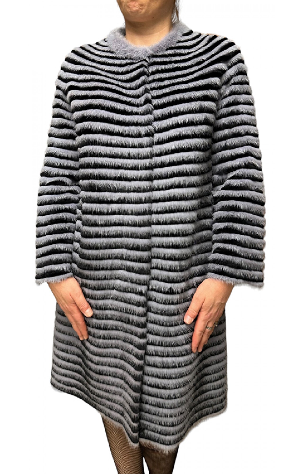 MAY WOMENS GREY MINK-REX FUR