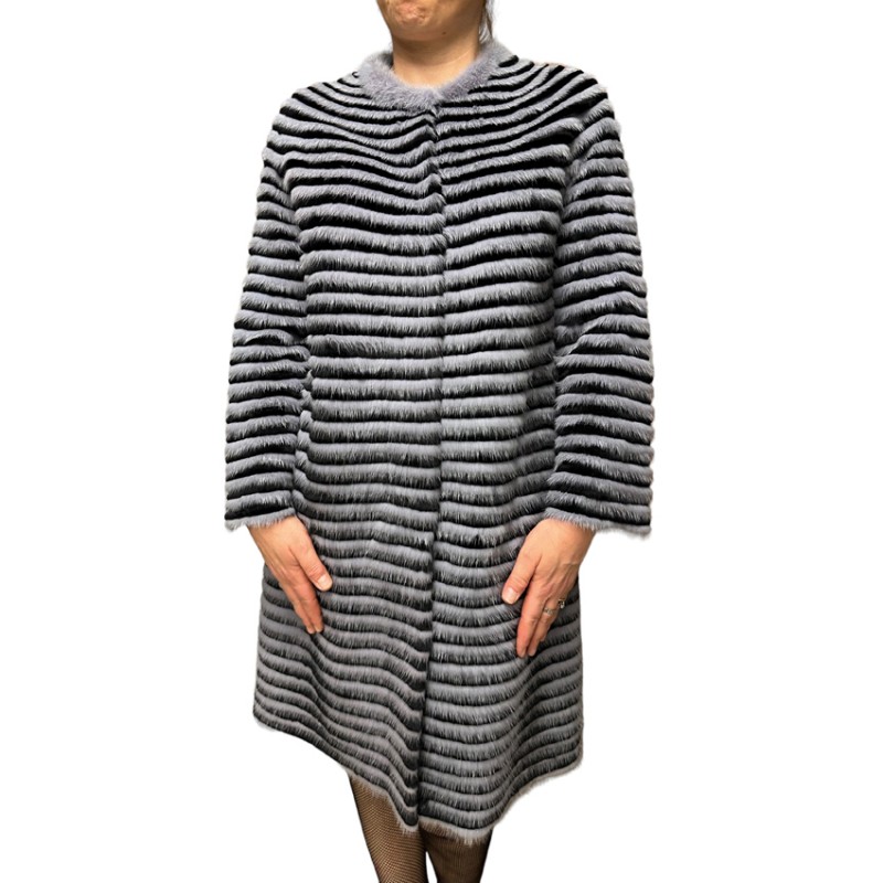 MAY WOMENS GREY MINK-REX FUR