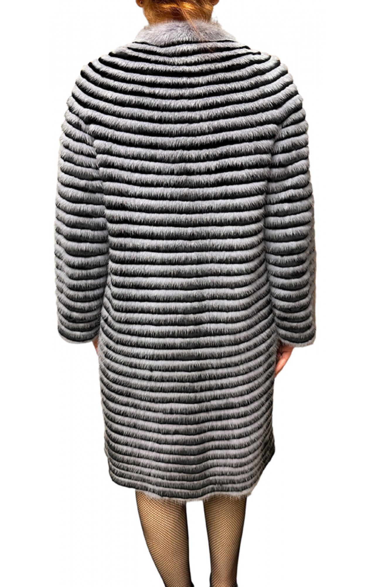 MAY WOMENS GREY MINK-REX FUR