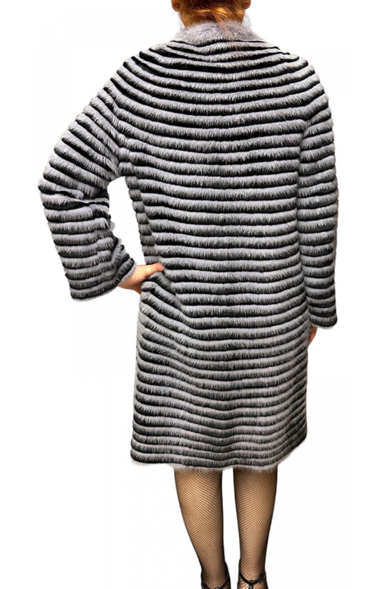 MAY WOMENS GREY MINK-REX FUR