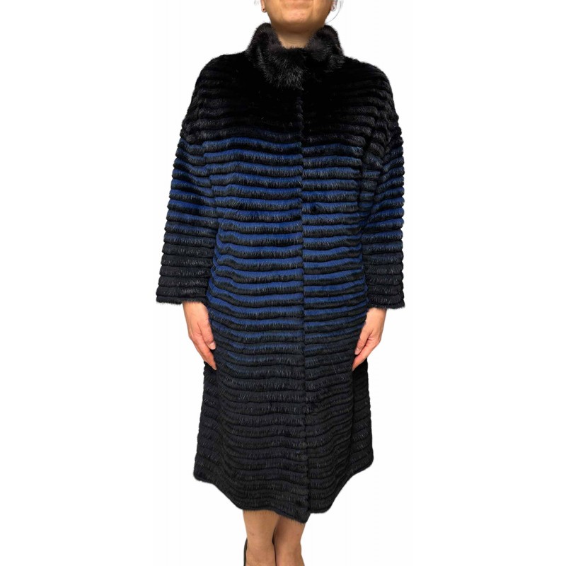 MIDNIGHT WOMENS MINK-REX FUR BLACK-BLUE