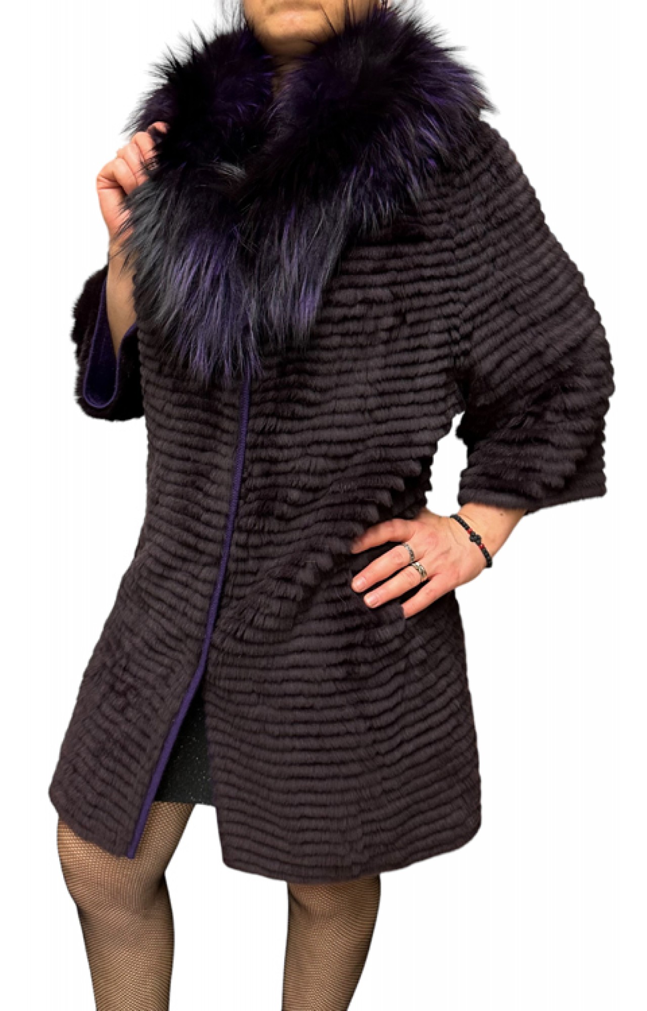 MIKA WOMENS PURPLE REX FUR