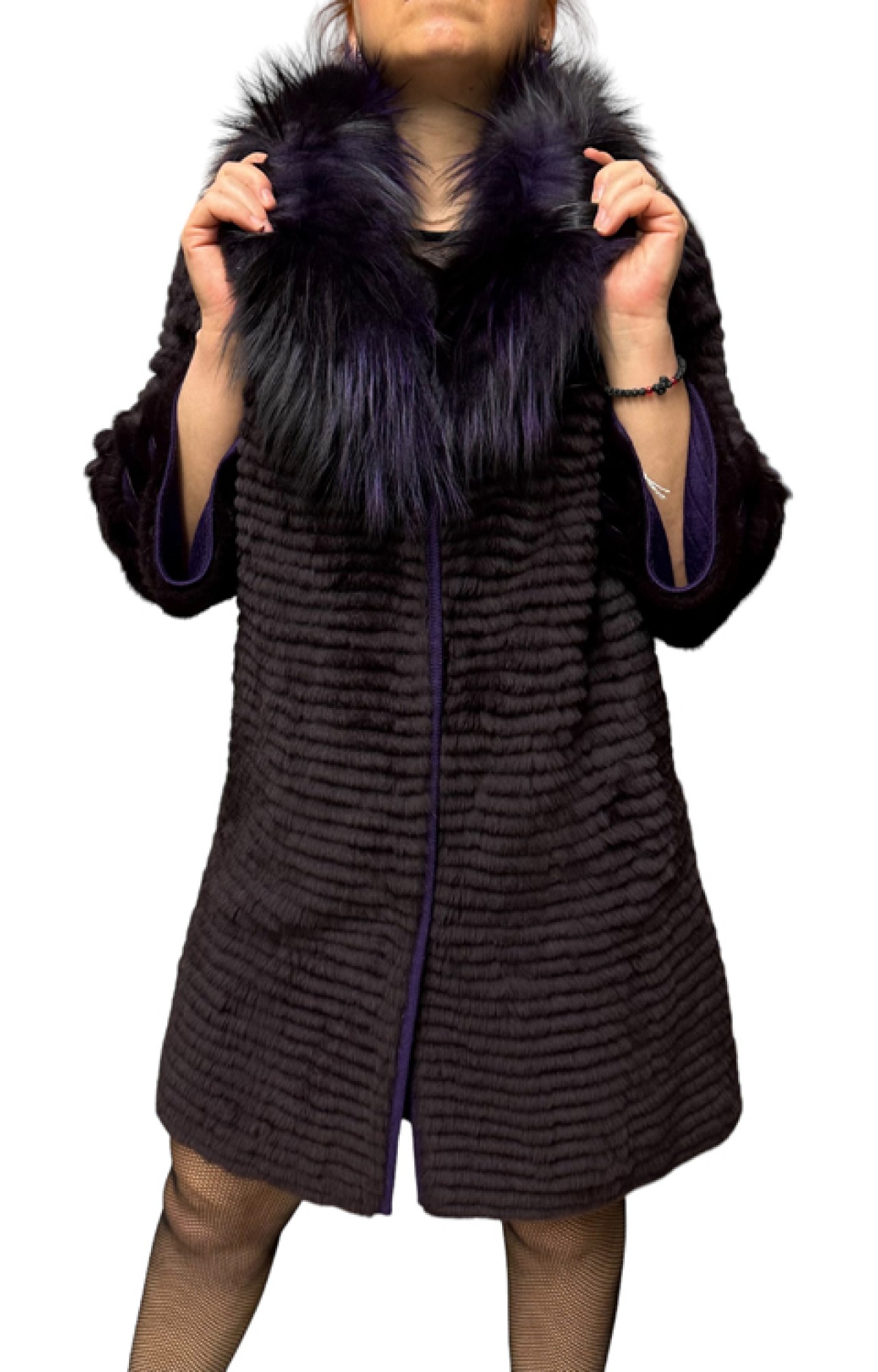 MIKA WOMENS PURPLE REX FUR