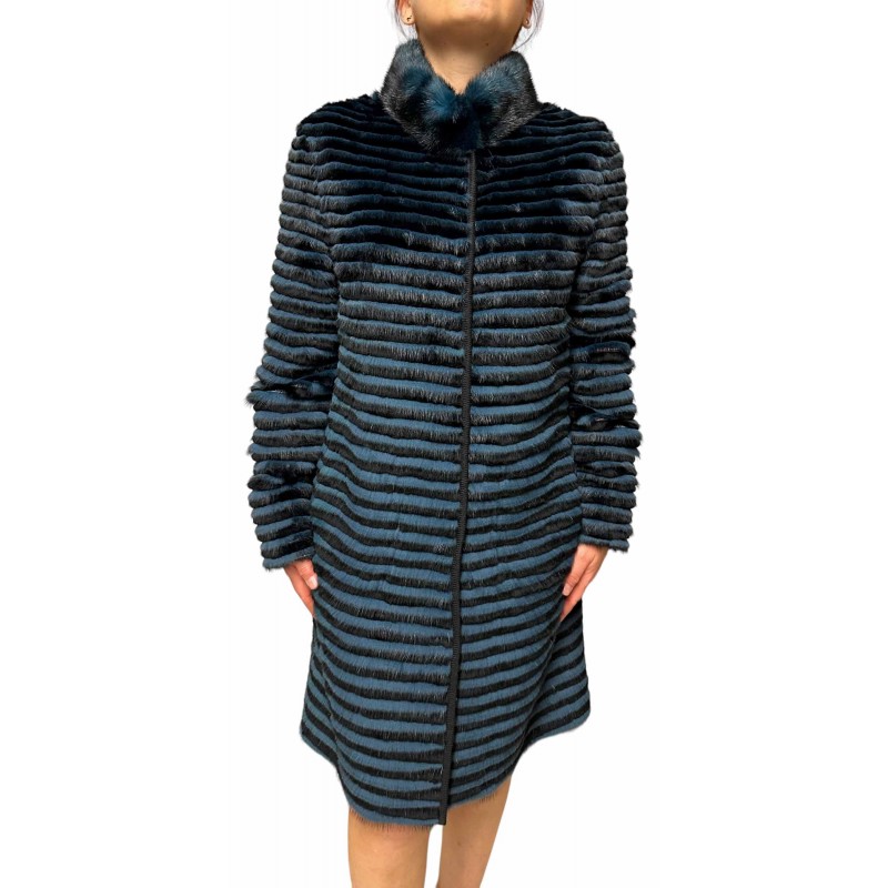 MONITE ΓΥΝΑΙΚΕΙΑ ΓΟΥΝΑ ΔΙΠΛΗΣ ΟΨΗΣ MINK-REX ΠΕΤΡΟΛ-ΜΑΥΡΟ