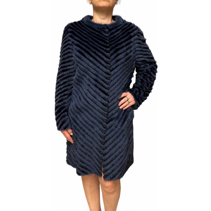 MOONLIGHT WOMENS MINK-REX FUR BLUE-BLACK