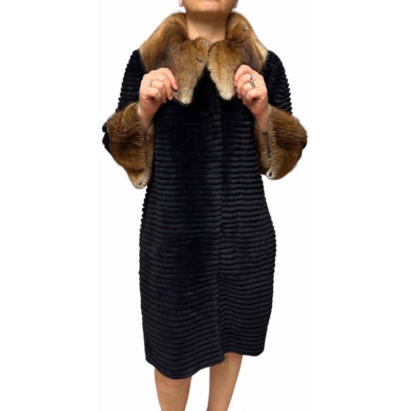 RALPH WOMENS REX-MINK FUR BLACK