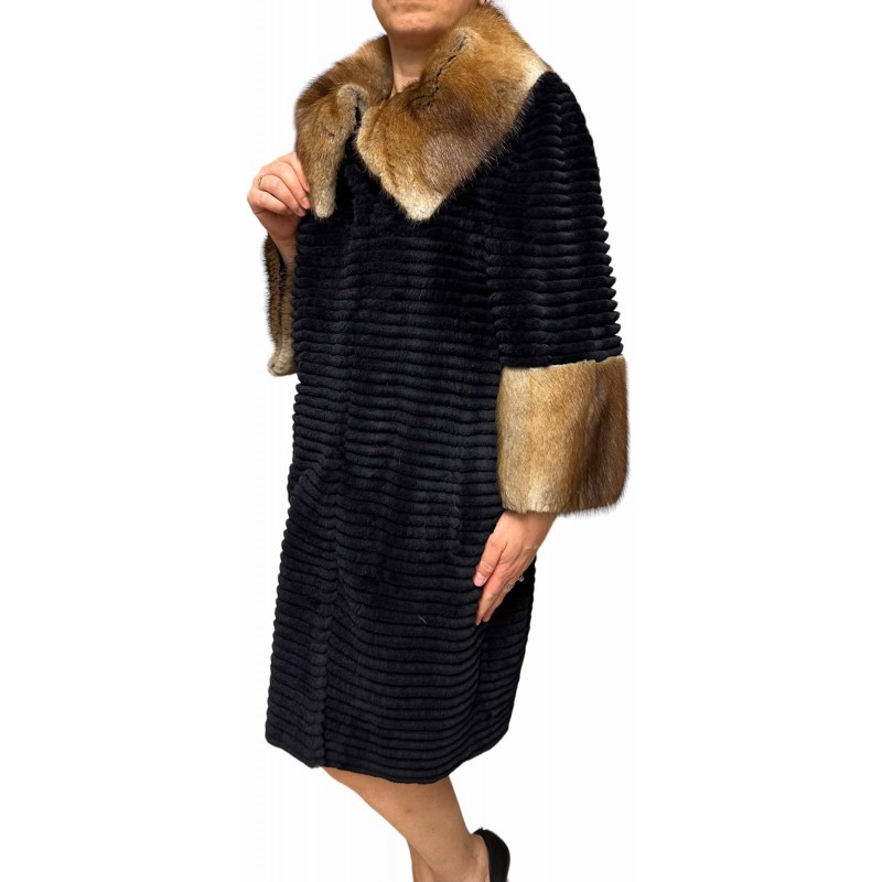 RALPH WOMENS REX-MINK FUR BLACK