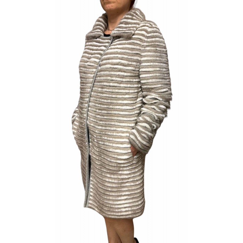 SILVA WOMENS MINK-REX FUR DOUBLE SIDED WHITE-BEIGE SILVA WOMENS MINK-REX FUR DOUBLE SIDED WHITE-BEIGE