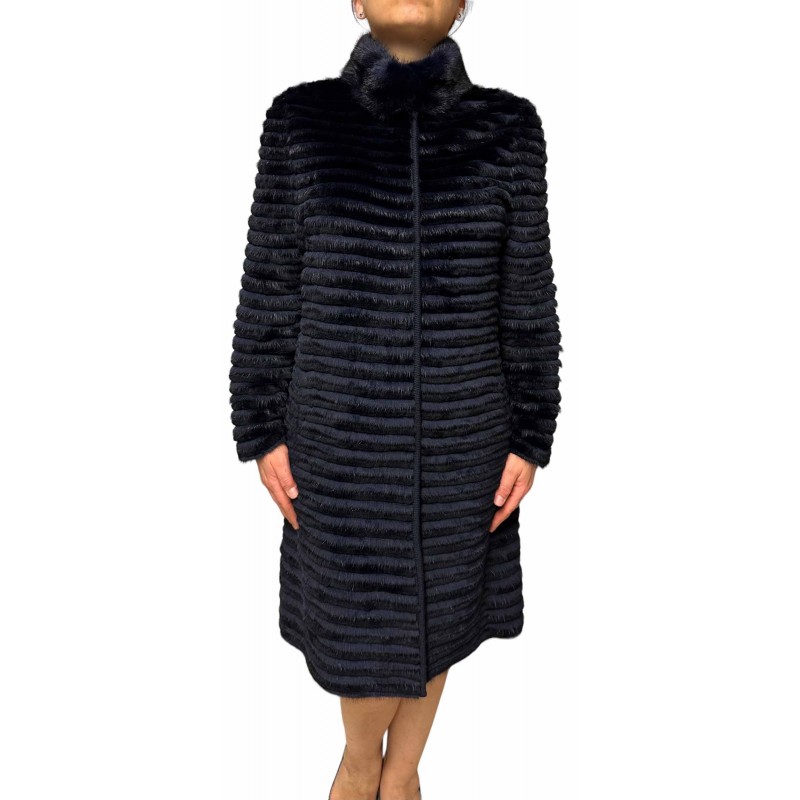 SPAIN WOMENS MINK-REX FUR BLACK-DARK BLUE