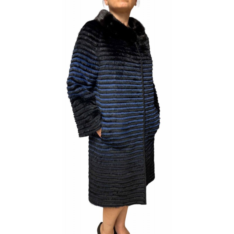 TURNER WOMENS DOUBLE-SIDED MINK-REX FUR BLACK-BLUE TURNER WOMENS DOUBLE-SIDED MINK-REX FUR BLACK-BLUE