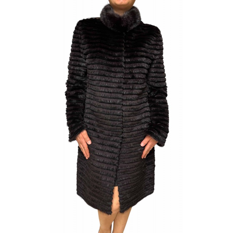 VALEN WOMENS MINK-REX FUR BROWN-BLACK