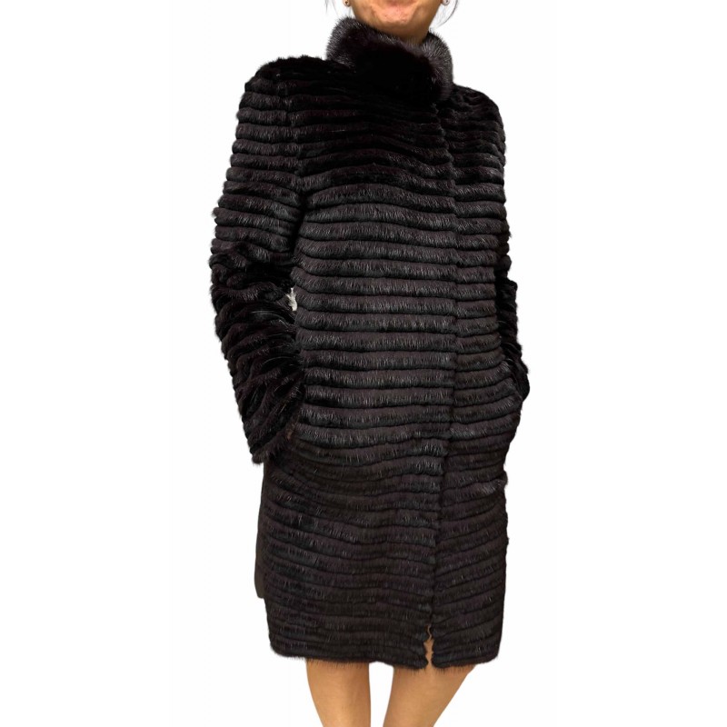 VALEN WOMENS MINK-REX FUR BROWN-BLACK