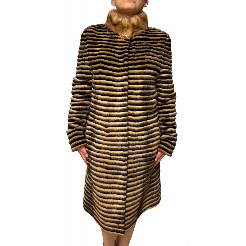 VILNIUS WOMENS MINK-REX FUR BEIGE-BROWN