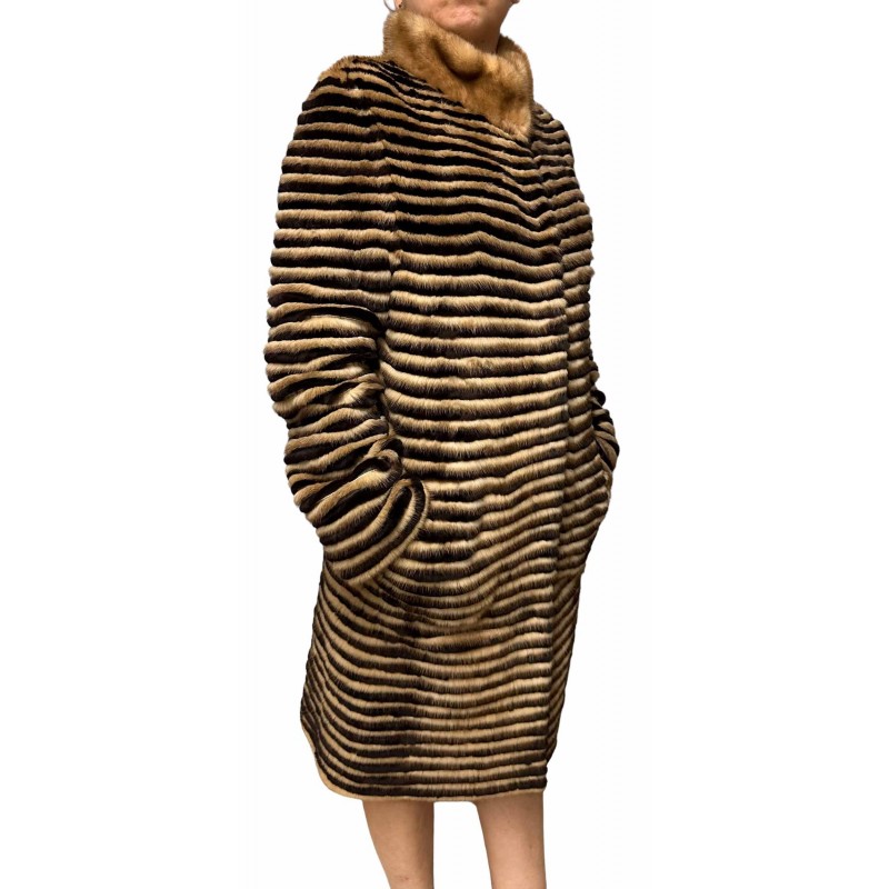 VILNIUS WOMENS MINK-REX FUR BEIGE-BROWN VILNIUS WOMENS MINK-REX FUR BEIGE-BROWN