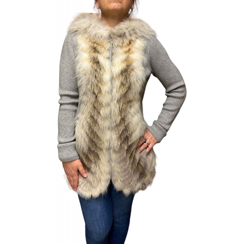 HOBBIE ΓΥΝΑΙΚΕΙΑ ΓΟΥΝΙΝΗ ΖΑΚΕΤΑ ΑΛΕΠΟΥ ΓΚΡΙ-ΜΠΕΖ