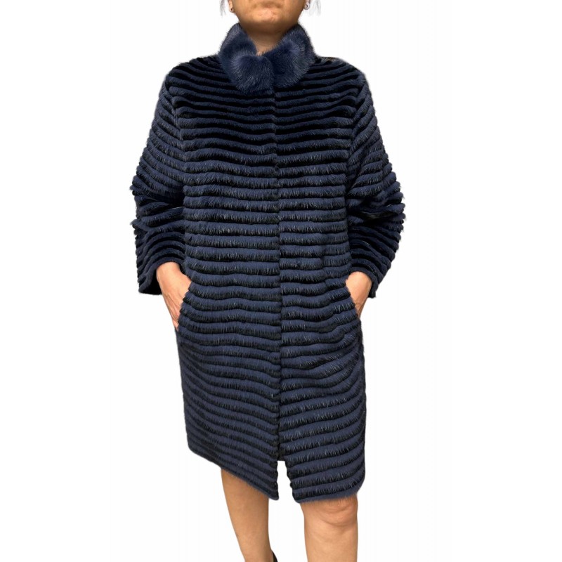 1981C WOMENS MINK-REX FUR BLACK-BLUE