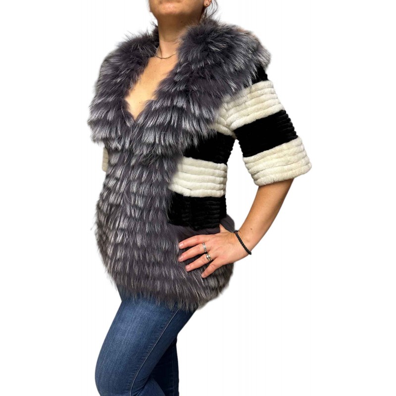 1038A ΓΥΝΑΙΚΕΙΑ ΚΟΝΤΟΜΑΝΙΚΗ ΓΟΥΝΑ REX ΚΑΙ ΑΛΕΠΟΥ ΜΑΥΡΟ-ΛΕΥΚΟ