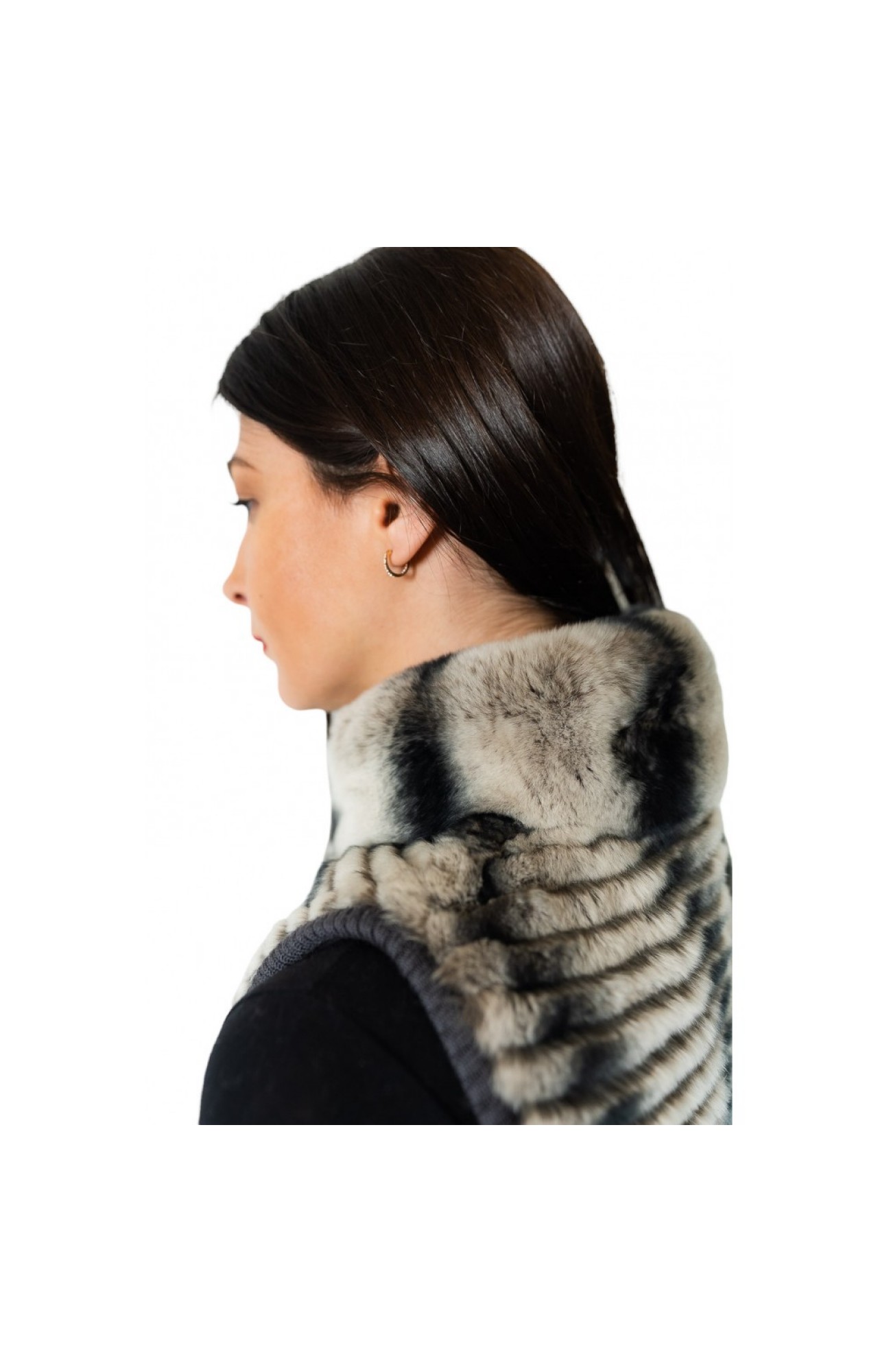 1025A WOMENS REX FUR VEST GREY CHINCHILA