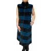 STELLA WOMENS LONG REX FUR VEST PETROL-BLACK