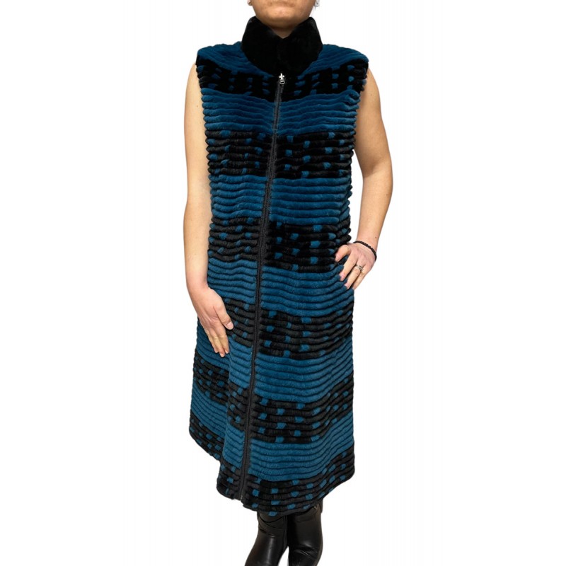 STELLA ΓΥΝΑΙΚΕΙΟ ΜΑΚΡΥ ΓΟΥΝΙΝΟ ΓΙΛΕΚΟ REX ΠΕΤΡΟΛ-ΜΑΥΡΟ