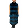 STELLA WOMENS LONG REX FUR VEST PETROL-BLACK