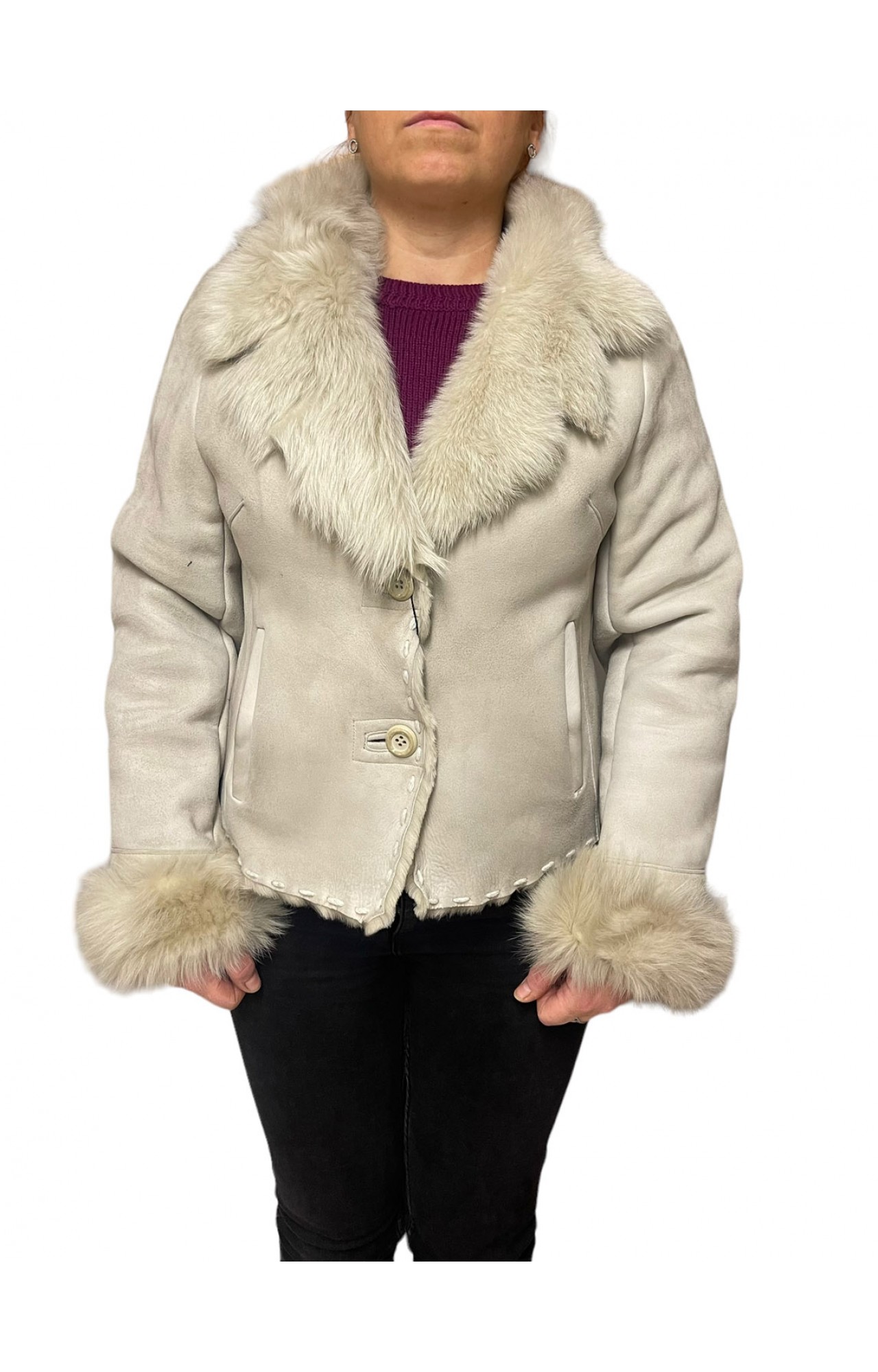 13094G WOMENS SHORT SHEEPSKIN BEIGE