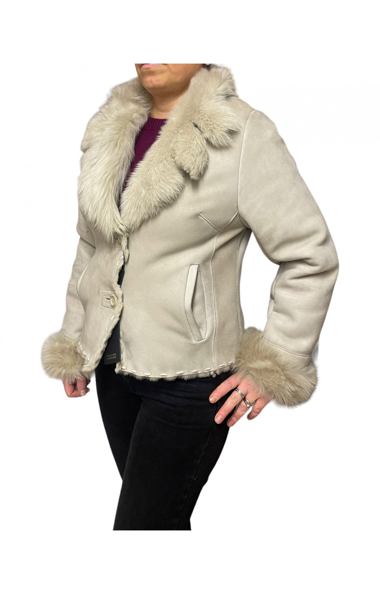 13094G WOMENS SHORT SHEEPSKIN BEIGE