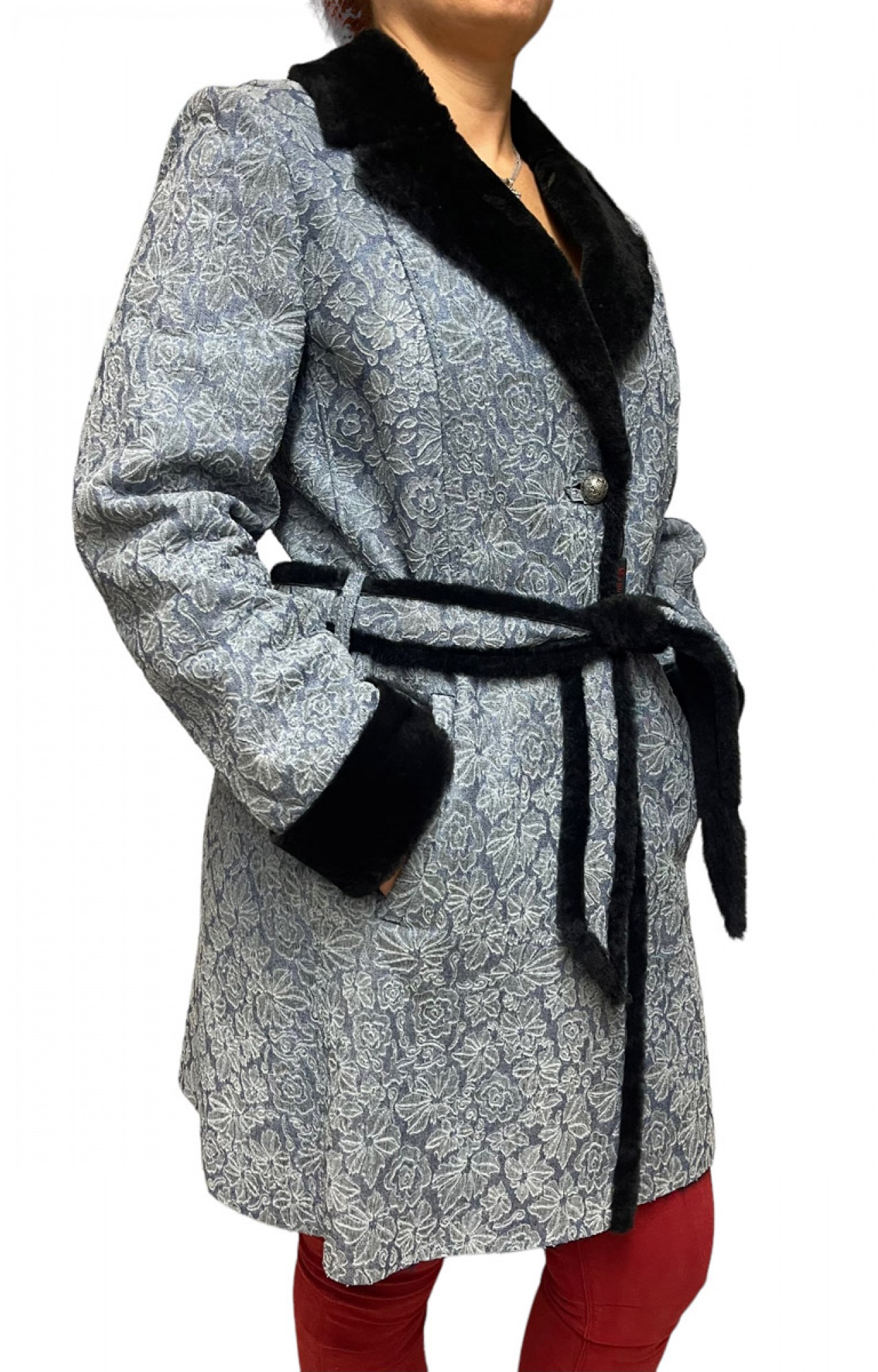 55015-BLACK WOMENS BLACK SHEEPSKIN COAT