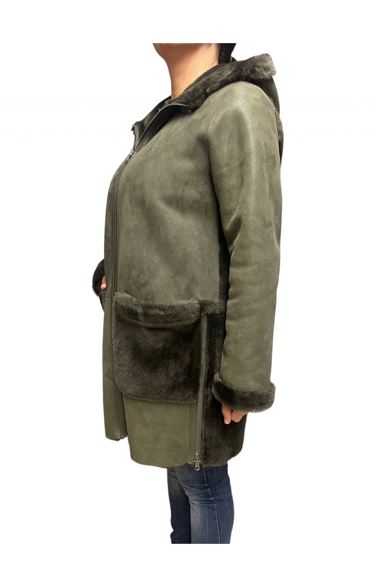 WOMENS DOUBLE-SIDED MOUTON N-1100 KHAKI