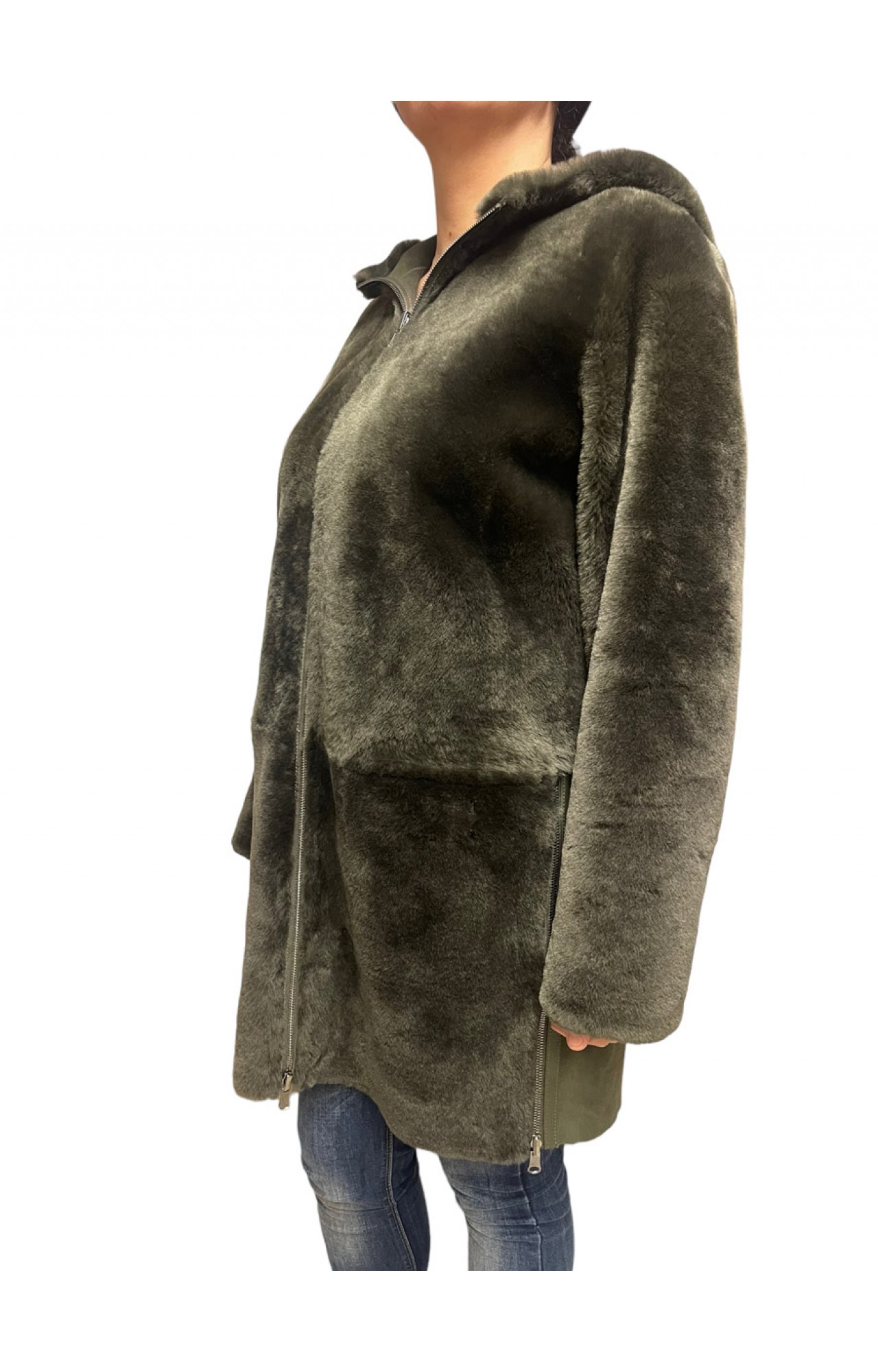 WOMENS DOUBLE-SIDED MOUTON N-1100 KHAKI