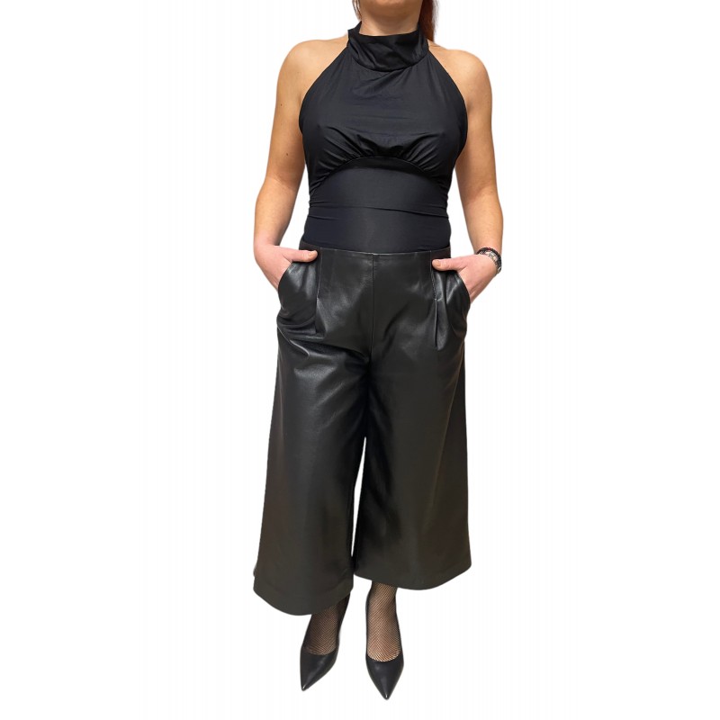 CANTARA WOMENS LEATHER ZIP CULLOTE BLACK