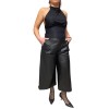 CANTARA WOMENS LEATHER ZIP CULLOTE BLACK