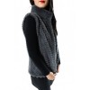 1694Α-GREY/BLACK WOMENS LONG JACKET