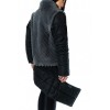 1694Α-GREY/BLACK WOMENS LONG JACKET
