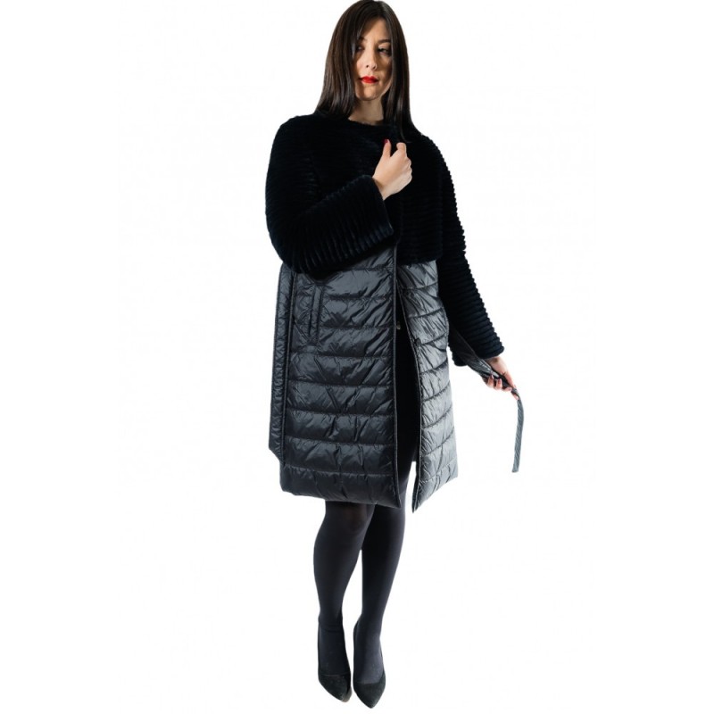 BRIANNA ΓΥΝΑΙΚΕΙΟ ΜΑΚΡΥ ΜΠΟΥΦΑΝ ΔΙΠΛΗΣ ΟΨΗΣ ΜΑΥΡΟ 