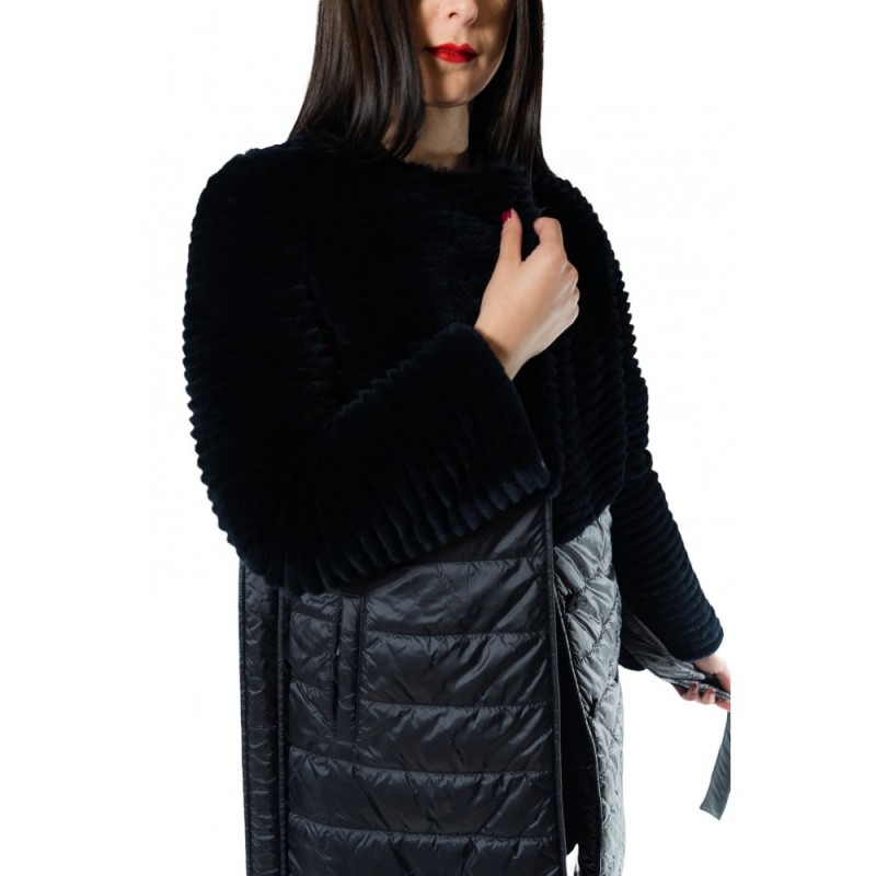 BRIANNA ΓΥΝΑΙΚΕΙΟ ΜΑΚΡΥ ΜΠΟΥΦΑΝ ΔΙΠΛΗΣ ΟΨΗΣ ΜΑΥΡΟ 