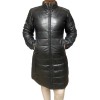 AW23-63-BLACK ΓΥΝΑΙΚΕΙΟ ΔΕΡΜΑΤΙΝΟ PUFFER ΜΑΚΡΥ ΜΑΥΡΟ