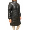 AW23-63-BLACK ΓΥΝΑΙΚΕΙΟ ΔΕΡΜΑΤΙΝΟ PUFFER ΜΑΚΡΥ ΜΑΥΡΟ