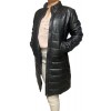 AW23-63-BLACK ΓΥΝΑΙΚΕΙΟ ΔΕΡΜΑΤΙΝΟ PUFFER ΜΑΚΡΥ ΜΑΥΡΟ