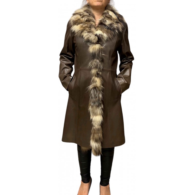 52076 AICE WOMENS LEATHER JACKET BROWN