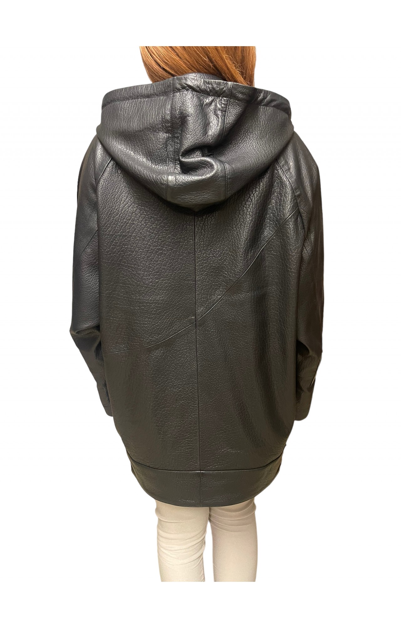 WOMENS LEATHER JACKET N-1485 BLACK