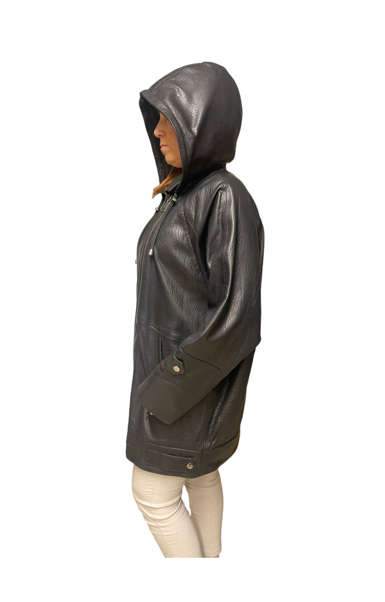 WOMENS LEATHER JACKET N-1485 BLACK